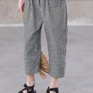 2025 Spring Summer Checkered Pants with Pockets